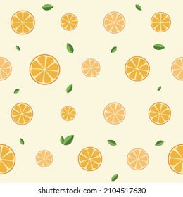 seamless vector pattern with sliced oranges background poster