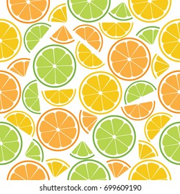 Seamless vector pattern with slices and citrus rings