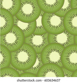 Seamless vector pattern. Slices of kiwi fruit bright pattern.