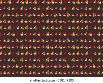 Seamless vector pattern. Slices of watermelon without the seeds with a crust or without.