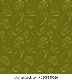 Seamless vector pattern with slices and whole lemons and limes