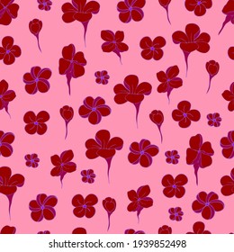 seamless vector pattern small delicate flowers on a colored background. For spring and summer clothes, fabrics, textiles, children's clothing, packaging, decor, wallpaper, invitations,