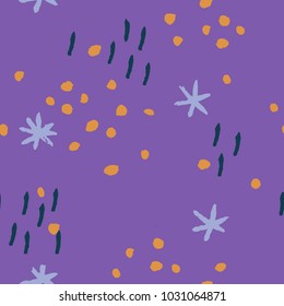 Seamless vector pattern with small elements. Simple abstract texture with hand drawn ink elements.