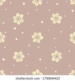 Seamless vector pattern with small flowers. Cute and simple ditsy texture for kids in vector.