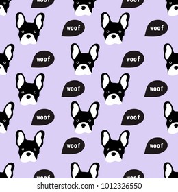Seamless vector pattern with small French bulldogs. For the design of textiles, web, fabric, paper.
