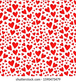 Seamless vector pattern with small red hearts. Valentines Day background.