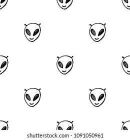 Seamless vector pattern. Smiling alien texture. Graphic design