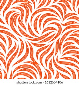 Seamless vector pattern of smooth lines with cuts inside in a Lush Lava trendy color. Texture for fabric or packaging isolated on white background