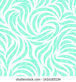 Seamless vector pattern of smooth lines with cuts inside in a Aqua Menthe trendy color. Texture for fabric or packaging isolated on white background