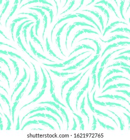 Seamless vector pattern of smooth lines of chalk or coal in trendy Aqua Menthe color. Texture for fabric or packaging isolated on white background