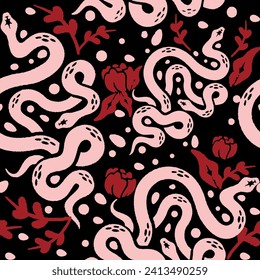 Seamless vector pattern with snakes.