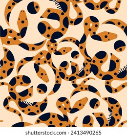 Seamless vector pattern with snakes.