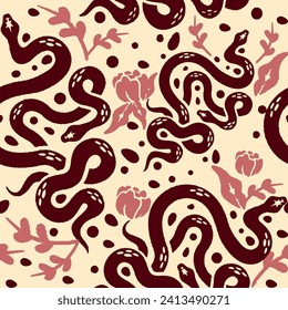 Seamless vector pattern with snakes.