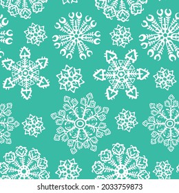 Seamless vector pattern with snowflakes can be used for Merry
Christmas or other winter holiday decor (textile, wrapping paper, background)