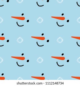 Seamless vector pattern with snowmen.
