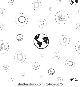 Seamless vector pattern of social media communication with icons