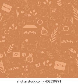 Seamless vector pattern with soup ingredients icons. Can be used for surface textures, textile, packages, pattern fills and more creative designs.