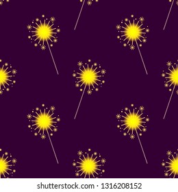 Seamless vector pattern with sparkler. Party illustration