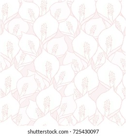 Seamless vector pattern with spathiphyllum flowers on pink background