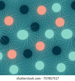 Seamless vector pattern of spiky balls. Pink and green. Isolated
