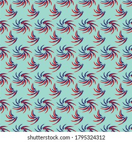 seamless vector pattern of spiral flowers in red and navy colors