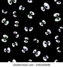 Seamless Vector pattern spooky eyes in the dark