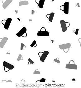 Seamless vector pattern with sports bag symbols, creating a creative monochrome background with rotated elements. Vector illustration on white background