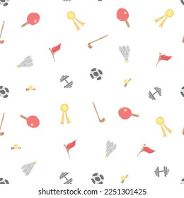 Patrón vectorial sin problemas con iconos deportivos. Vector de doodle con iconos deportivos sobre fondo negro. Patrón deportivo de cosecha