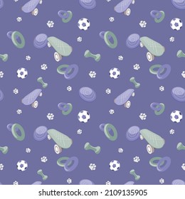 seamless vector pattern of sports, walking games for a dog