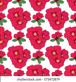 Seamless vector pattern. Spring blossom bright flowers pattern on the white background.
