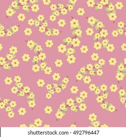 Seamless vector pattern. Spring floral blossom on the pink background. Romantic style pattern.Useful for gift wrapping.