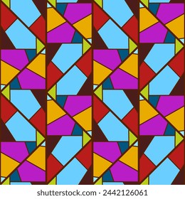 Seamless vector pattern with stained glass colored glasses. Suitable for interior, wallpaper, fabrics, clothing, stationery.

