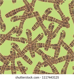 Seamless vector pattern with stamp banana leaves for wrapping, craft, fabric, ceramic, craft