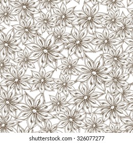 Seamless vector pattern with star anise. Hand-drawn vector illustration.