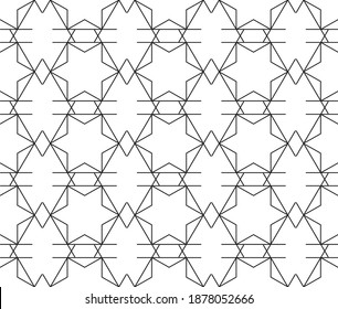 Seamless vector  pattern with star shapes and triangles.  Islamic style geometric abstract tiles background.