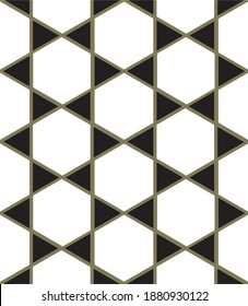 Seamless vector  pattern with star shapes, triangles and hexagons. 
