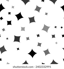 Seamless vector pattern with star symbols, creating a creative monochrome background with rotated elements. Vector illustration on white background svg