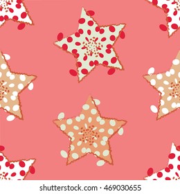 Seamless vector pattern with starfish. Vector background. Geometric abstract texture.