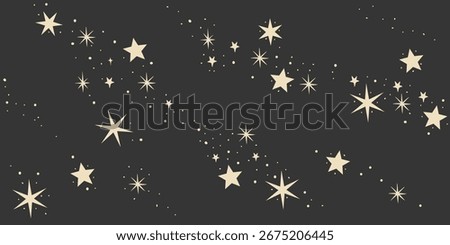 Seamless vector pattern of starry sky for astrology, tarot, mysticism. Stars on black background. Night sky and space banner for printing.