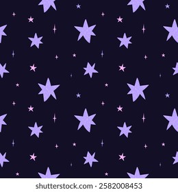 Seamless vector pattern with stars for background, wallpaper, printing, textile design, blanket pattern, decor etc. Star pattern in dulcet style.