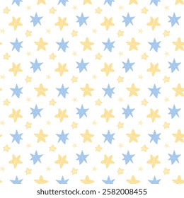 Seamless vector pattern with stars for background, wallpaper, printing, textile design, blanket pattern, decor etc. Star pattern in dulcet style.