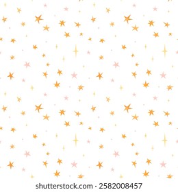 Seamless vector pattern with stars for background, wallpaper, print, textile design, blanket pattern, decor etc. Star pattern in dulcet style. Constellations on seamless pattern, astrology.