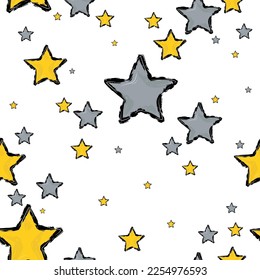 patrón vectorial transparente, estrellas	
oro y plata