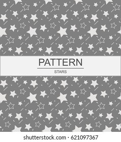 Seamless vector pattern with stars. Monochrome texture.