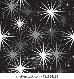 Seamless vector pattern with stars on black . Background for dress, manufacturing, wallpapers, prints, gift wrap and scrapbook.