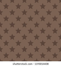 Seamless vector pattern with stars. Retro, vintage background Flat Scandinavian style Different shades of brown. Scalable vector graphics.