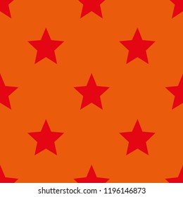 Seamless vector pattern with stars. Retro, vintage background Scalable vector graphics. Classic tile style. Bright orange-red color