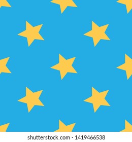 Seamless vector pattern with stars Yellow and bright blue color