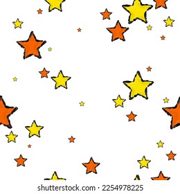 seamless vector pattern, stars	
yellow and orange