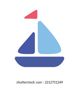 Seamless vector pattern with steamboat and sailboat. Great for fabric, backgrounds, baby clothes. Vector illustration of a child's drawing of a sailboat. Cartoon style